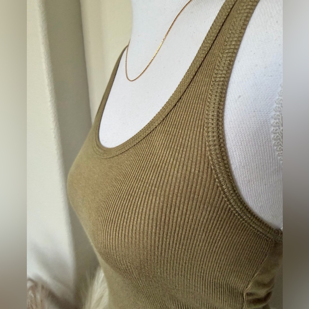 Zenana - Olive Ribbed Razor Back Tank Top - Picture 10 of 12